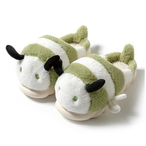 Baiyuruodie Adorable and Fashionable Animal Slippers,Women's slippers ，Non-slip Sole and Warm(Green, Adult, Women, 8.5, Numeric Range, US Footwear Size System, 9, Medium)