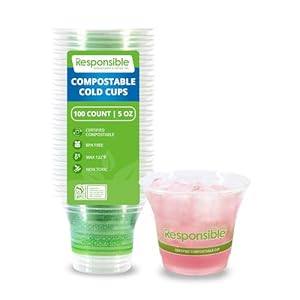 5 oz Clear Cold Cup, Certified Compostable and Made from 100% American Biobased Materials, No-PFAS Added & BPA-Free (100 Count)
