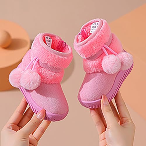 Girls Winter Snow Boots Warm Fur Lined Mid Calf Boots Toddler Non Slip Booties Little Kid Walking Shoes2