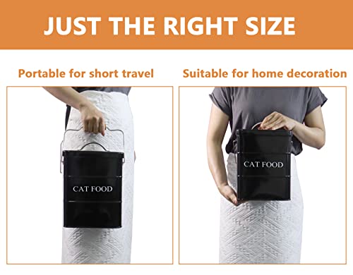 Geyecete Cat Treats Tin And Cat Food Storage Tin With Lid & With Spoon For Cat Food Storage, Medium Pet Food Storage Can-Cat Food-Black #TOP3