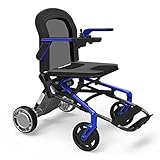 Electric Wheelchair,Electric Strong Wheelchair for Adults Folding Portable Powerchair,The Lightest & Most Compact Power Chair in The World (Only 44 Lbs+4.4 Lbs Per Battery),Blue