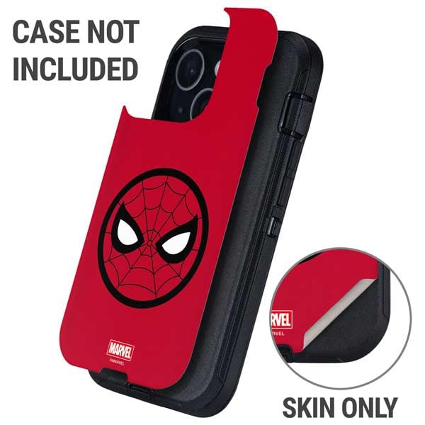 Skinit Decal Phone Skin Compatible with OtterBox Defender iPhone 15 - Officially Licensed Marvel Spiderman Spiderman Emblem Design