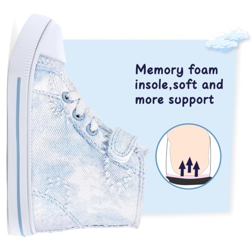 Image of K KomForme Toddler High Top Sneakers Canvas Shoes with Hook and Loops