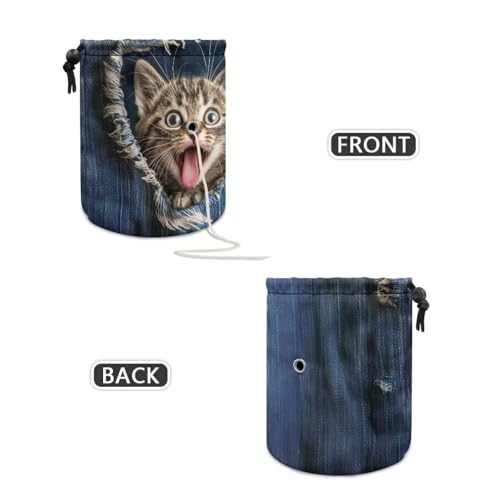 Image of Sellikakes Cute Cat Small Yarn Bag, Canvas Crochet Bag Organizer, Knitting Bag, Yarn Holder for Crochet Beginner,Knitting & Crochet Supplies