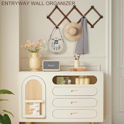 Wgfkvas 2 Pack Expandable Coat Rack, Accordion Wall Hangers, Wooden Hat Rack Wall Mounted thumb #2