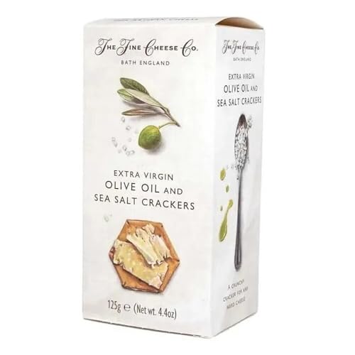 The Fine Cheese Co. Olive Oil and Sea Salt Crackers | All Natural | Imported from England | 4.4 oz