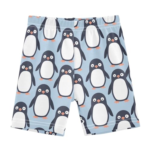 Penguin Pattern Girls Shorts Elastic Waist Sports Shorts Girls Leggings Pants for 4-10 Years