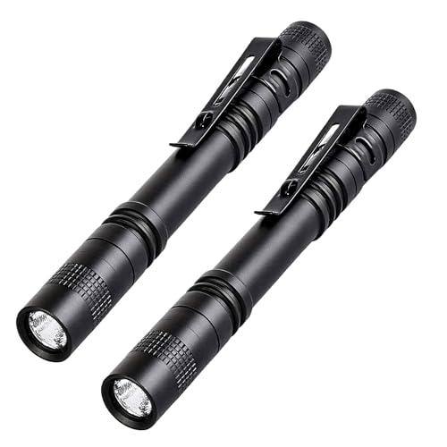 LIAISIMI Mini Taschenlampe mit Stift-Clip, 2 Stück Tragbare LED Taschenlampe, 200 Lumens Stift Lampe perfekt für Inspektion, Arbeit, Reparatur,...