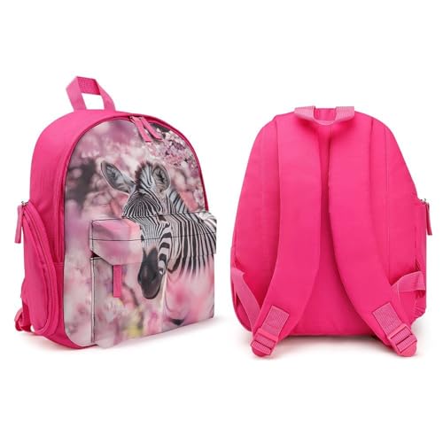 Zebra in Cherry Flowers Cute Backpack Small Daily Daypack Travel Shoulder Bag with Adjustable Strap Graphic Print4