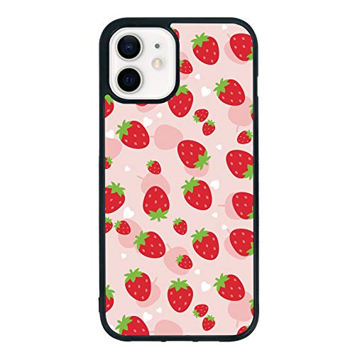 Coque iPhone 12 antichoc rose contre les chutes - Design fraise mignonne pour enfants