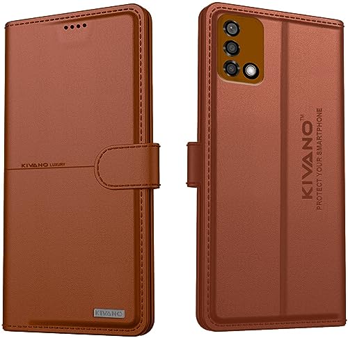 Image of KIVANO Compatible with Oppo F19 / Oppo F19s Flip Cover | Leather Finish | Inside Pockets & Inbuilt Stand | Shockproof Wallet Style Magnetic Closure Back Cover Case
