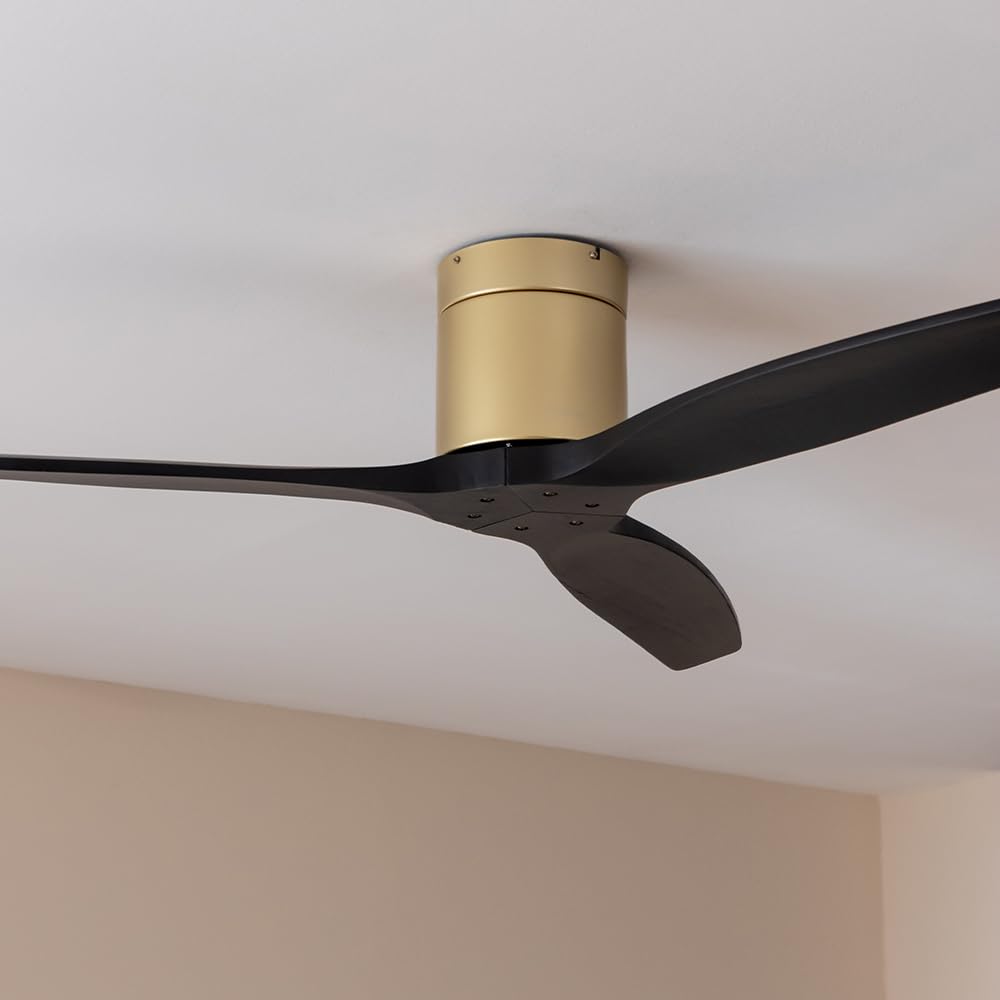 Cecotec - EnergySilence Aero 5500 Aqua GoldBlack - podłączony wentylator sufitowy, silnik 40 W DC, średnica 132 cm, niskie zużycie, Wi-Fi, zdalny, na zewnątrz, timer, lato i zima, cichy