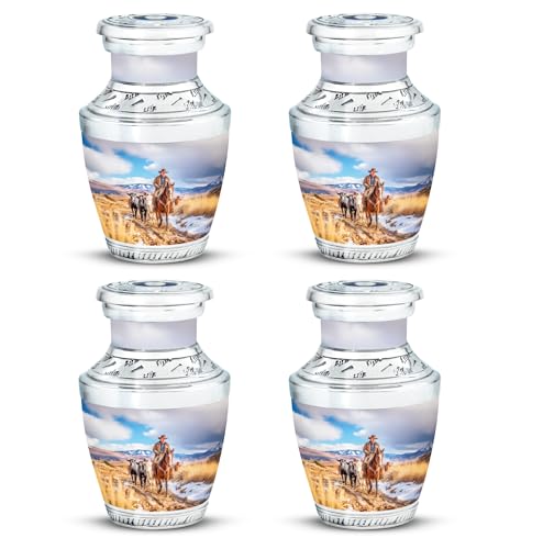 Image of Cowboys Urn Small Urns for Human Ashes 3 Inch 4 Qty | Memorial Urn Human Ash Funeral Keepsakes for Ashes