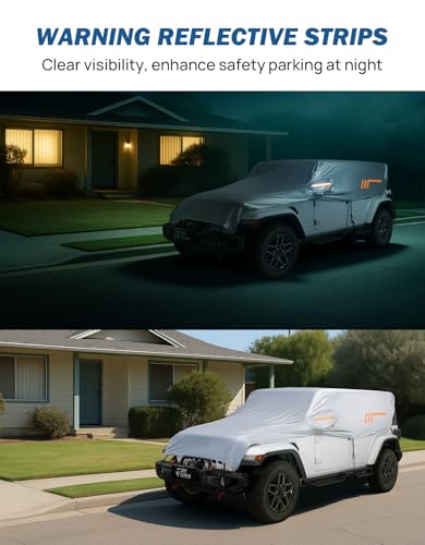 Image of JOYTUTUS Wrangler Half Covers 4 Door Sunshade for Wrangler JK JL 4 Doors 2007-2026, All-Weather Protection, UV50+ Windproof Car Half Cover