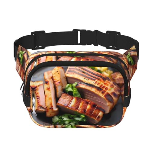 Golden Roast - Riñonera cuadrada de doble capa con correa ajustable para correr, viajar, senderismo, negro, talla única, negro, talla única, Black, Talla única