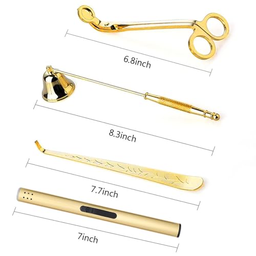 5 in 1 Candle Trimmer and Lighter Set with Candle Snuffer and Wick Trimmer with Tray, Gold Candle Wick Trimmer and Snuffer Set with Lighter and Wick Dipper for Scented Candle Lovers - Image 5