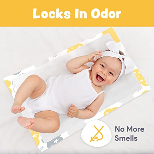 Waterproof Disposable Changing Pads For Baby - Triple Layer Protection Disposable Diaper Changing Pad - Odor Neutralizer Baby Disposable Changing Pad - 10 Cloud Liners - 17" X 24" #TOP4