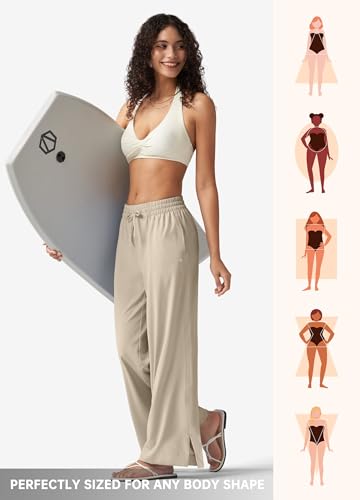 Willit Women's Wide Leg Pants Swim Beach Pants UPF 50+ Lightweight Travel Quick Dry Sun Protective 29" 31"