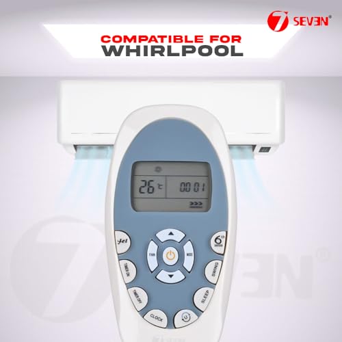Image of 7SEVEN Compatible with Whirlpool AC Remote Control Model 110 Suitable for Split and Window 1 1.5 2 Ton Air Conditioner - Match Each Keys Exactly to Replicate Genuine Remote Function