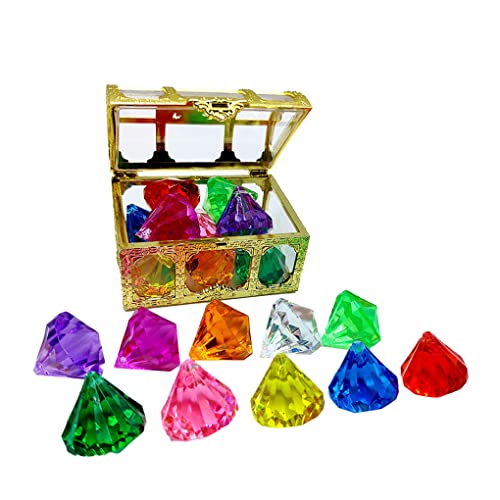 tieedhfu 5 Ensemble de 10 pièces Jouet de Piscine de gemme de plongée avec boîte Cristal Ensemble fiable Pierres précieuses inoffensives Accessoire de Natation sous-Marine pour garçon Fille Cover