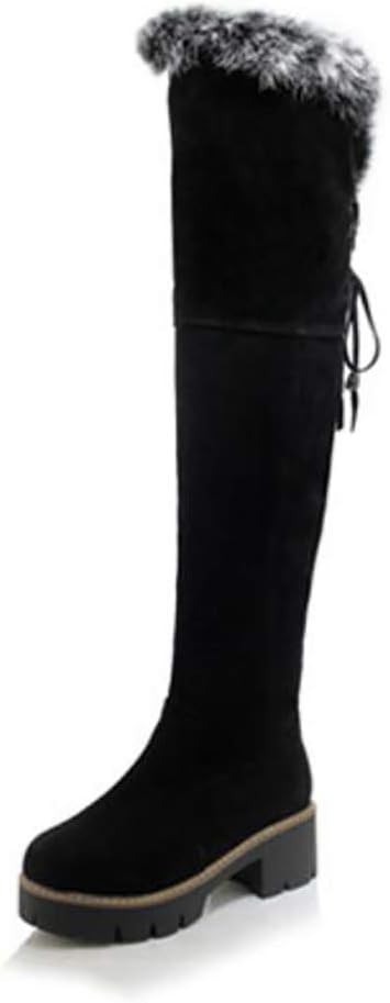 Women's Fashion Snow Boots Winter Plush Lined Comfort Wedge Platform Over The Knee Thigh High Snow Boots,Apricot-41
