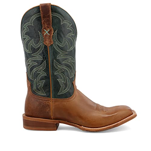Twisted X Men's 12" Toe Rancher Boots - Casual Western Boots For Men, Light Tan & Teal, 10.5 D #TOP1