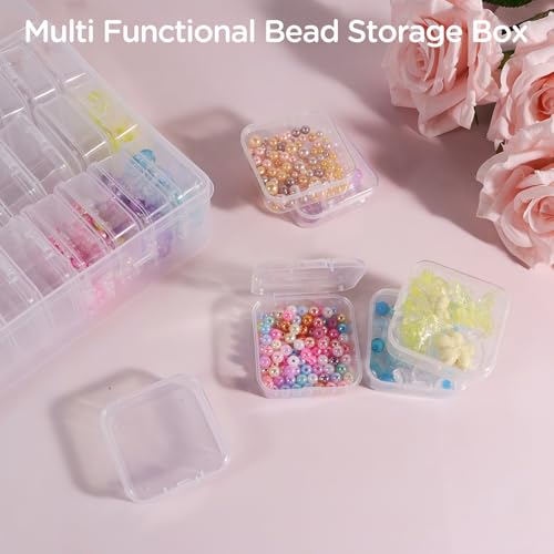 Image of 30Pack Bead Organizer Box With Hinged Lid - Clear Bead Storage Containers for Organizing DIY Jewelry Craft and Bracelet Making - Mini Plastic Bead Box (30Pack 2.15 X 2.15 X 0.8inch)