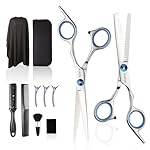Haircut Scissors Kit, 11 Pcs Professional Set - Haircut, Thinning Scissors, Neck Duster Brush, Comb, Barber Cape, Hair Clips, Hairdressing Shears for Barber and Home
