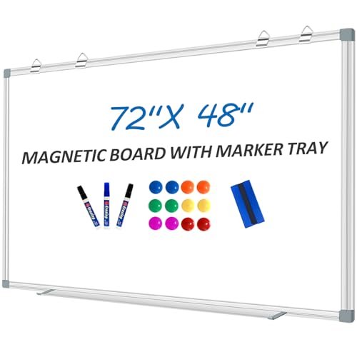 White Board Dry Erase Whiteboard for Wall 72" x 48" Aluminum Pres...
