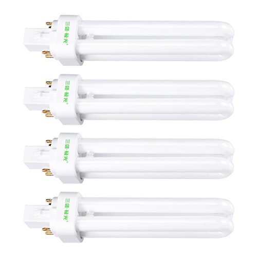 Ruilogod 4 unids AC 220V 18W Doble U TUBO PL-C Lámpara 4-Terminal G24 Base 4000K White Witard