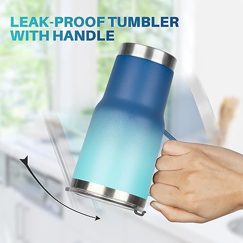 Image of 20 oz Tumbler with Handle, Stainless Steel Insulated Tumblers with Lid and Straw, Double Wall Vacuum Insulated Tumbler, Leak-proof, Insulated Travel Mug Coffee Cup (Gradient)