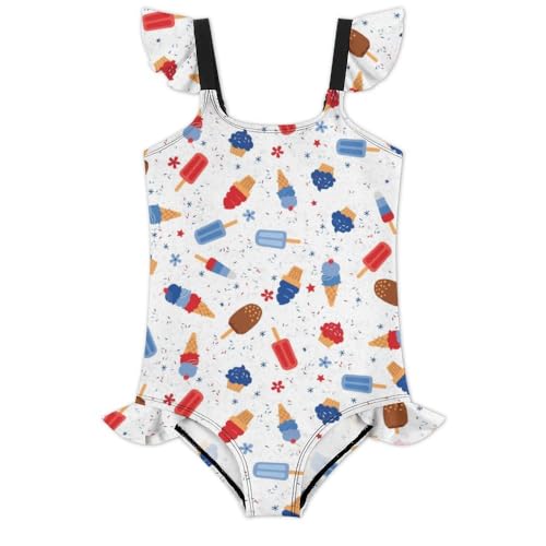 Image of Girls One Piece Swimsuit Lovely Cute Animals Ruffles Swimwear Bathing Suits 3-12 Years