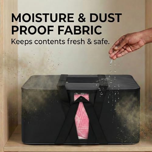 Image of EASY HOME 33L Closet Storage Bags for Clothes Large| Premium Wardrobe Bag with Zip Closure | Moisture Proof Nylon Garment Cover for Sarees, Heavy Quilts & Blankets