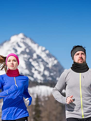 SATINIOR 6 Pieces Ear Warmer Headband Warmer Face Mask Fleece Neck Gaiter Touch Screen Winter Knit Gloves for Men and Women4