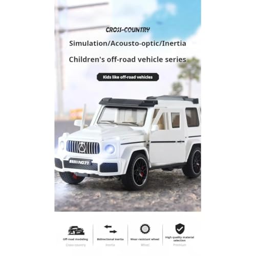 Image of PLUSPOINT G-Wagon Car Friction Powered Toys Realistic with Lights and Sound for Kids with Doors Opeanable Smooth Push and Go 1:32 Scale Pretend Play Toy Car Great Gift for Children Boys