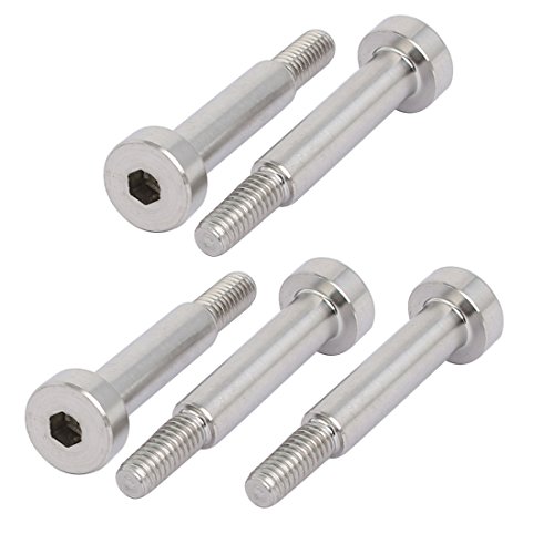 Sourcingmap 5pcs 304 Stainless Steel Hex Socket Shoulder Bolt 5mm Shoulder Dia 20mm Shoulder Length M4 Thread