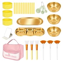 Coitak 31 PCS Esthetician Supplies Facial Tools Set, 3 Facial Bowls, 1 Compartment Tray, 1 Skincare Tray, 3 Fan Mask Brushes, 3 Mask Applicator Tool, 3 Headbands, 12 Sponges, 1 Mirror & Storage Bag
