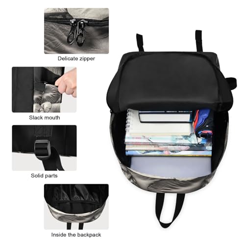 Elephant Family Print Backpack Set with Lunch Bag, Large Capacity Travel Backpacks and Lunch Box Insulated for Commute Hiking Picnic3