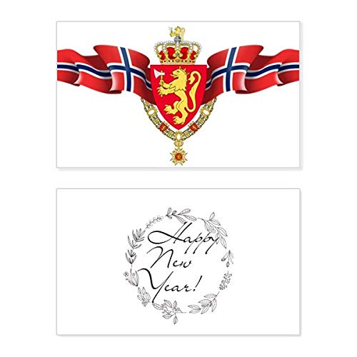 Tarjeta de Año Nuevo con escudo de Noruega para decorar y enviar en fiestas