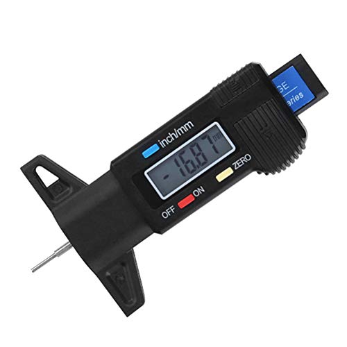 YANSHON Medidor Digital Profundimetro Neumaticos Medidores Profundidad Neumáticos Medidor rodamiento neumáticos, Medidor LCD Métrico/Pulgada 0-25.4mm con batería, Universal