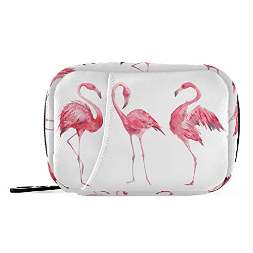 Image of Naanle Watercolor Flamingos Pill Box 7 Day Pill Case Travel Pill Organizer Bag with Zipper Portable Weekly Case Compact Size for Vitamin Supplement Holder
