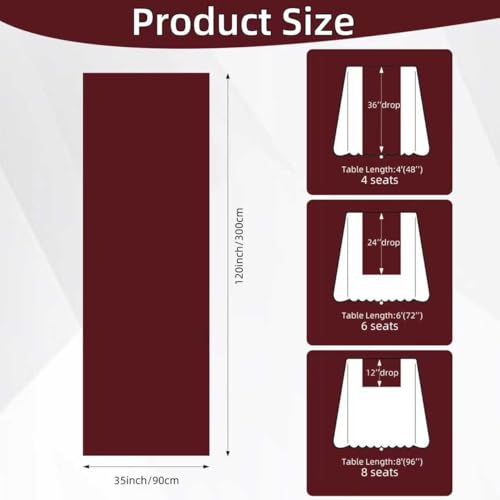 Image of Fall Christmas Decorations Burgundy Cheesecloth Table Runner 120 Inches