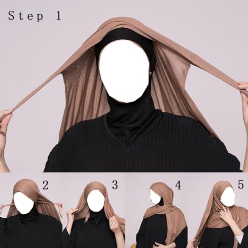 Yeieeo Jersey Hijab Scarf for Women Non-See Through Tieback Muslim Head Scarves3