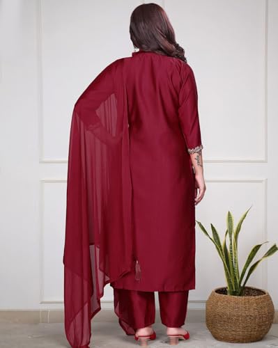 Image of piludi Embroidered Designer Kurta Set for Women | Kurta Pant with Dupatta | Lightweight, Soft and Comfortable Outfit Designed for a Clean and Modern Everyday Look