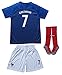 KID BOX 2018 France Antoine Griezmann #7 Home Blue Kids Soccer Football Jersey Socks Shorts Youth Sizes (Home, 8-9 Years)