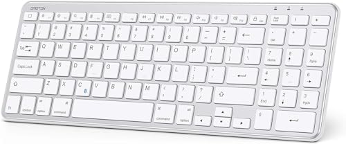 OMOTON Bluetooth-Mac-Tastatur Kabellose Tastatur und für Apple MacBook Pro/Air, iMac, iMac Pro, Mac mini/Pro, QWERTZ DE-Layout,wiederaufladbare mit 3 Bluetooth Kanälen (Reinweiß)