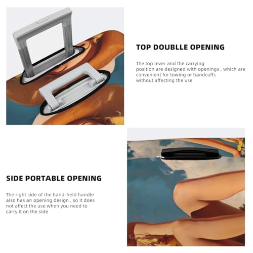 Vintage Cowgirl Illustration Elastic Travel Luggage Covers Dustproof Scratch-Resistant Suitcase Protector Fit 22-24 Inch3