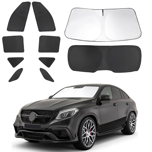 Image of 10PCS Windshield Sun Shade Custom Fit For 2012-2019 Mercedes-Benz GLE-Class(Not Fit for GLE Coupe) Accessories Foldable Sunshade Side Rear Window Shade Cover Full Set Privacy Protection Keeps Car Cool