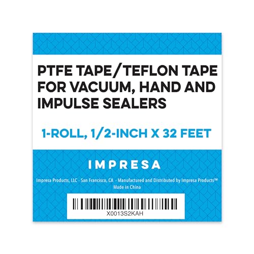 Impresa PTFE Teflon Heat Seal Tape - Replaces Strips & Vacuum Seal Tape - Barrier & Vac-Pack Heat Strip Replacement - Fits Impulse & Vacuum Models - 1/2 in x 30 Ft, 1 Piece