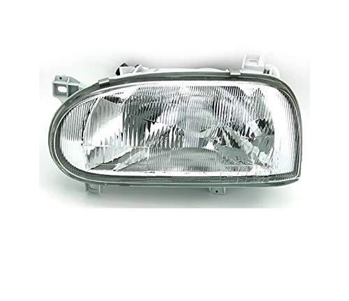 Faro delantero izquierdo faro lateral conductor montaje proyector luz delantera coche coche luz cromo lhd faros compatibles con volkswagen golf 3 1991 1992 1993 1994 1995 1996 1997 VP439L